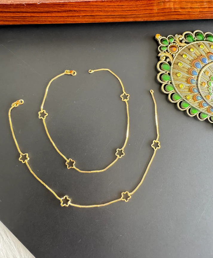 Gold Plated Matte Star Anklets